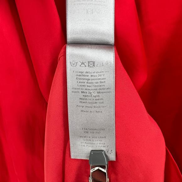 ZADIG AND VOLTAIRE Tink Satin Shirt Womens Medium Red Long Sleeve Split Neck Top - Picture 10 of 16